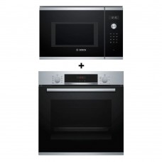 (Bundle) Bosch HBS573BS0B Series 4 Built-in Oven + BEL554MS0K Series 6 Built-in Microwave Oven (25L)