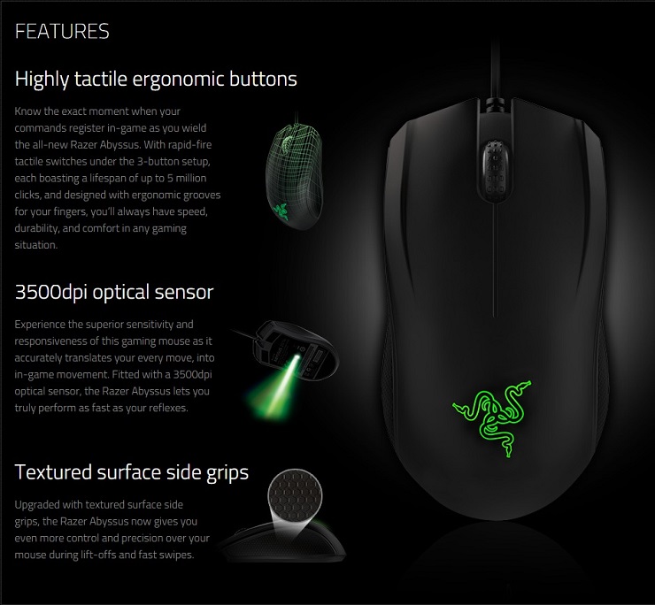 Razer Abyssus Ambidextrous Gaming Mouse